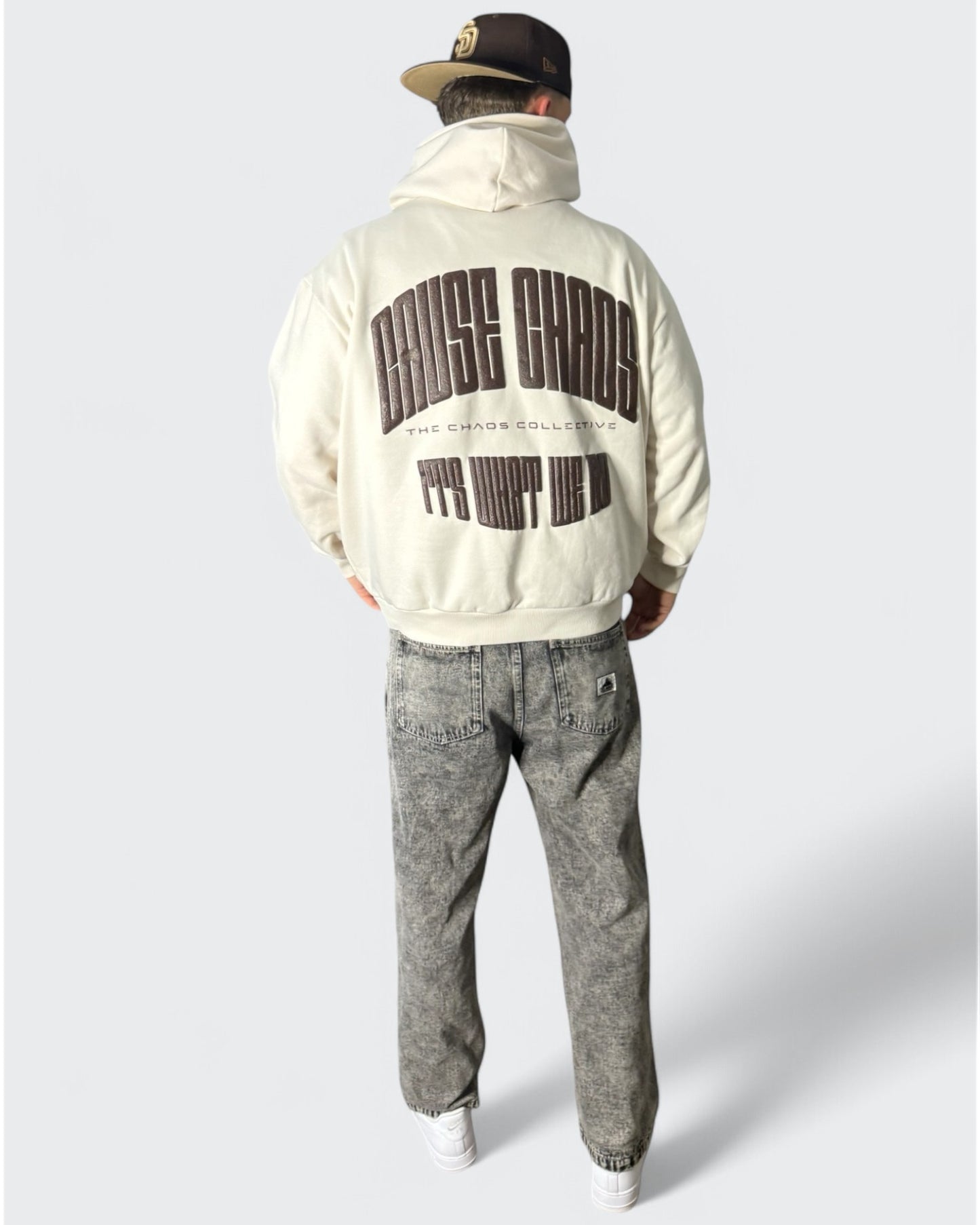 IT’S WHAT WE DO! OFF WHITE PUFF HOODIE