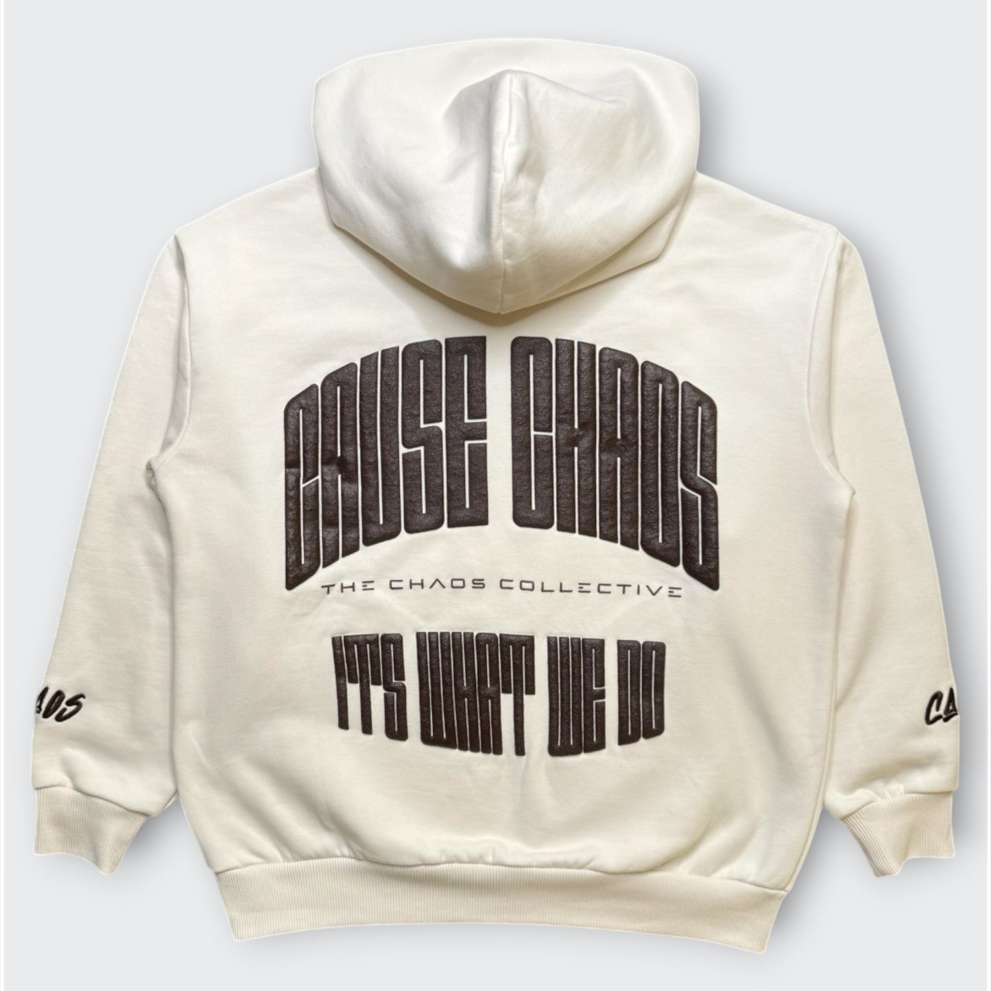 IT’S WHAT WE DO! OFF WHITE PUFF HOODIE