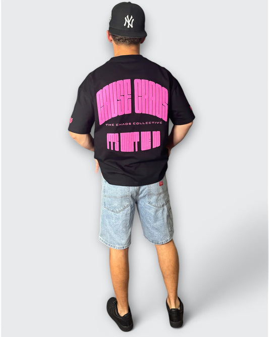 IT’S WHAT WE DO! BLACK/PINK PUFF TEE